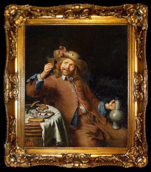 framed  Pieter Cornelisz. van Slingelandt Breakfast of a Young Man, ta009-2